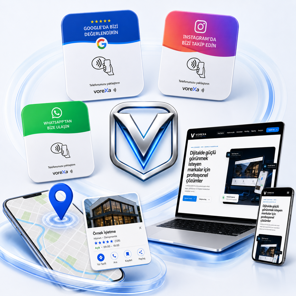 Vorexa Digital NFC kartları, web tasarım ve Google Haritalar çözümleri
